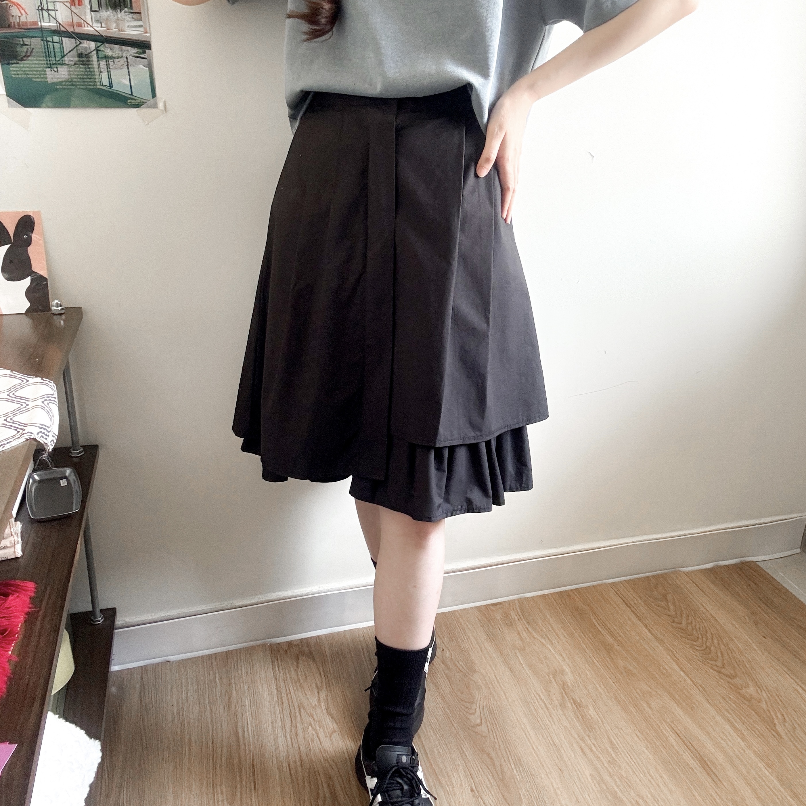 不規則層次中長傘裙