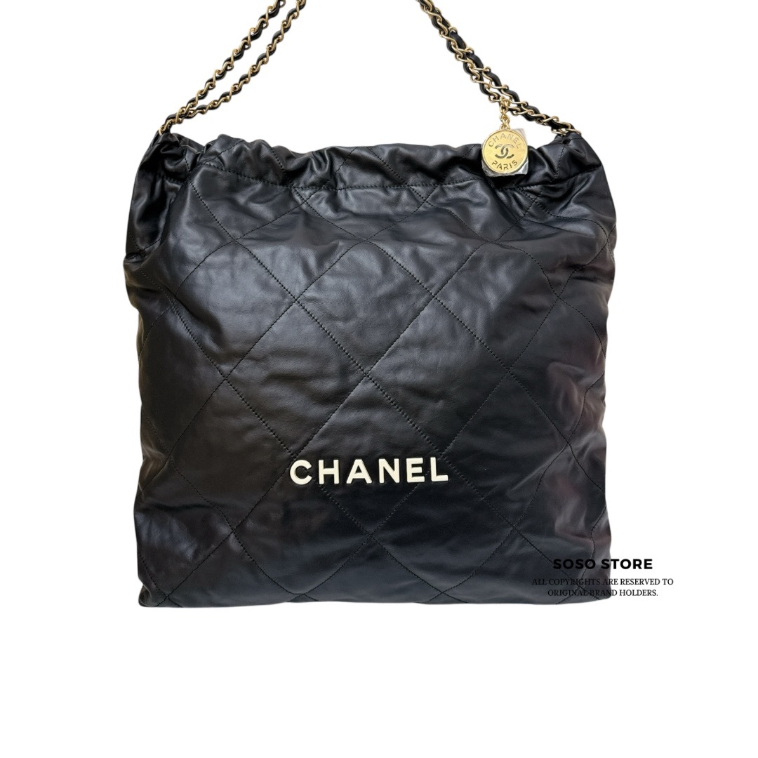Chanel 22 - Black with a white logo / GHW