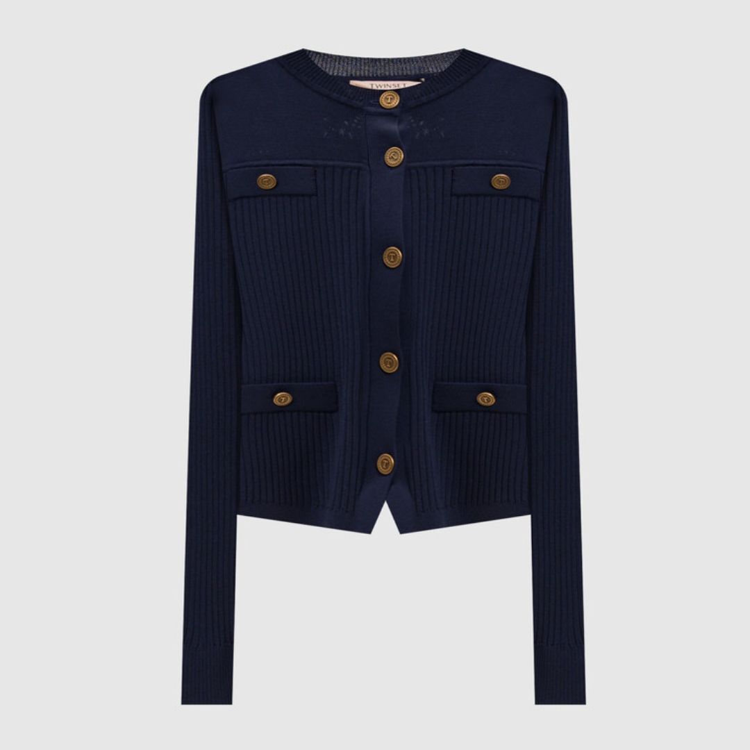 1TS0319-025 [TWINSET] Women's Cardigan in Blue #261TP3091 (C-EU-E)