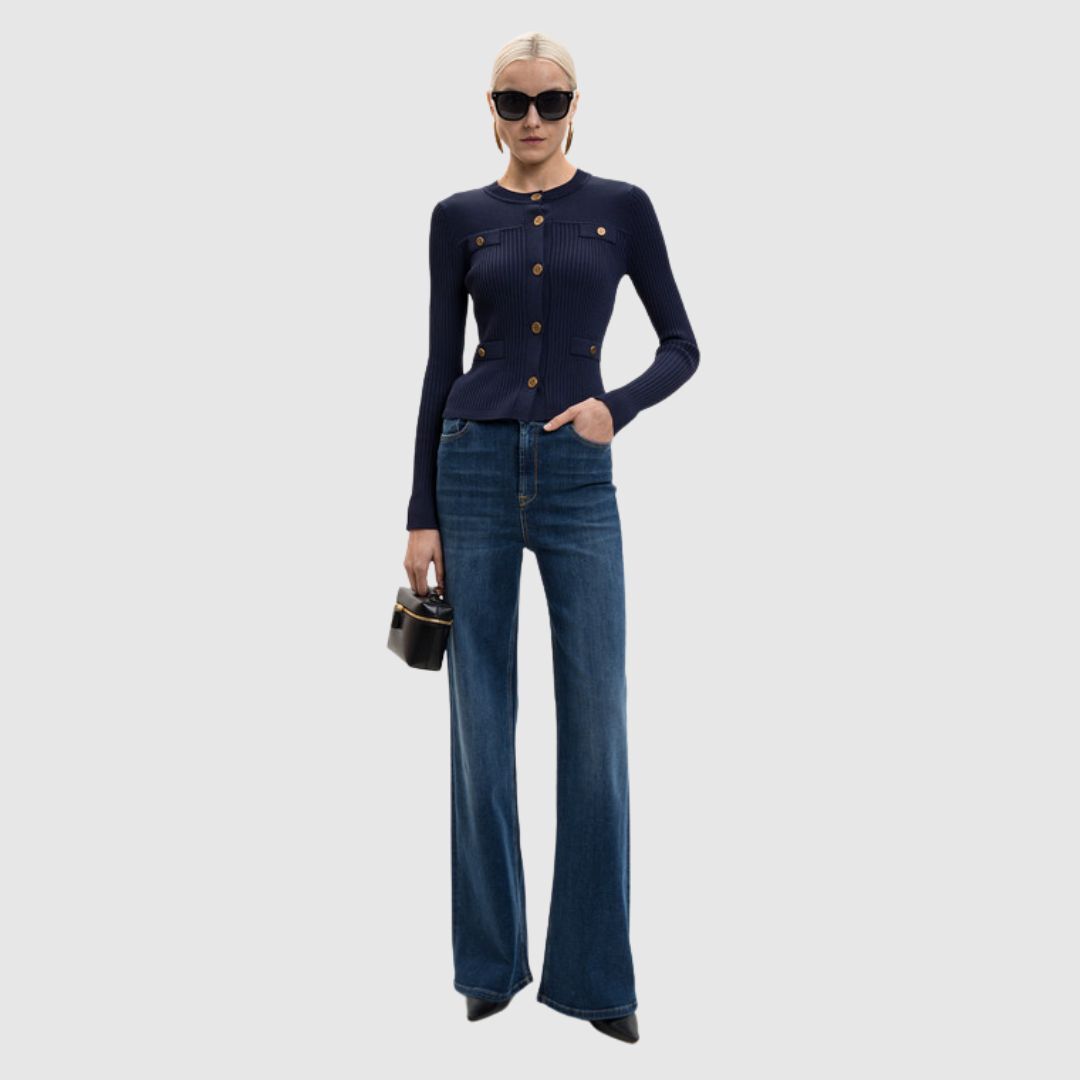 1TS0319-025 [TWINSET] Women's Cardigan in Blue #261TP3091 (C-EU-E)