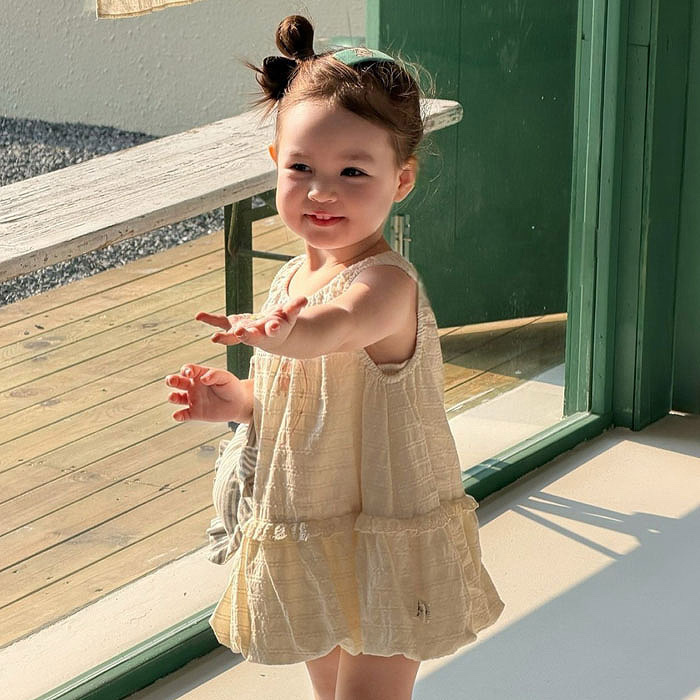 正韓夏AIAI 蘋果熊熊花苞洋裝