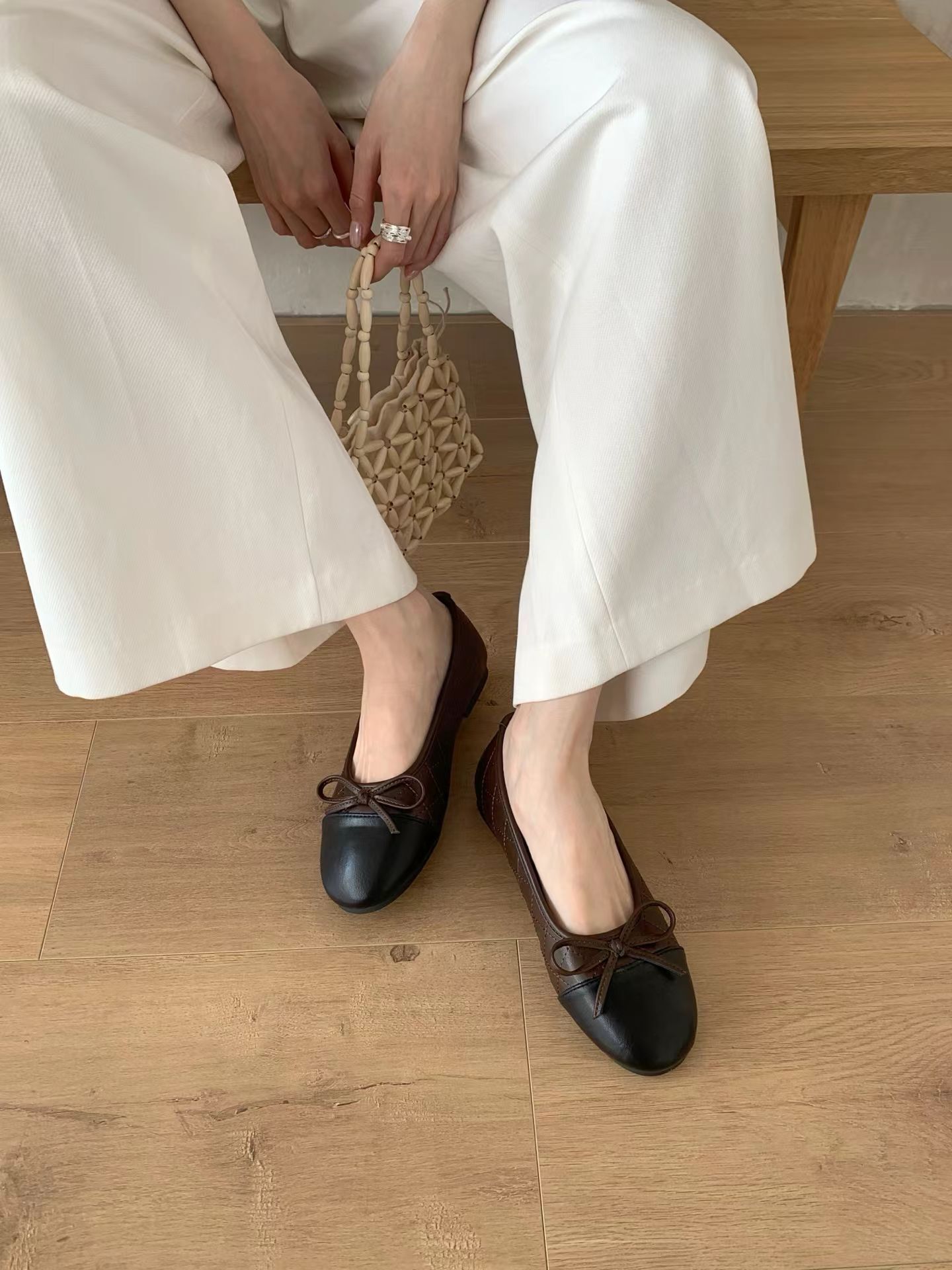 小香拚色蝴蝶結娃娃鞋