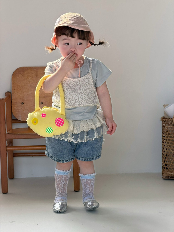 正韓夏AIAI碎花假兩件上衣