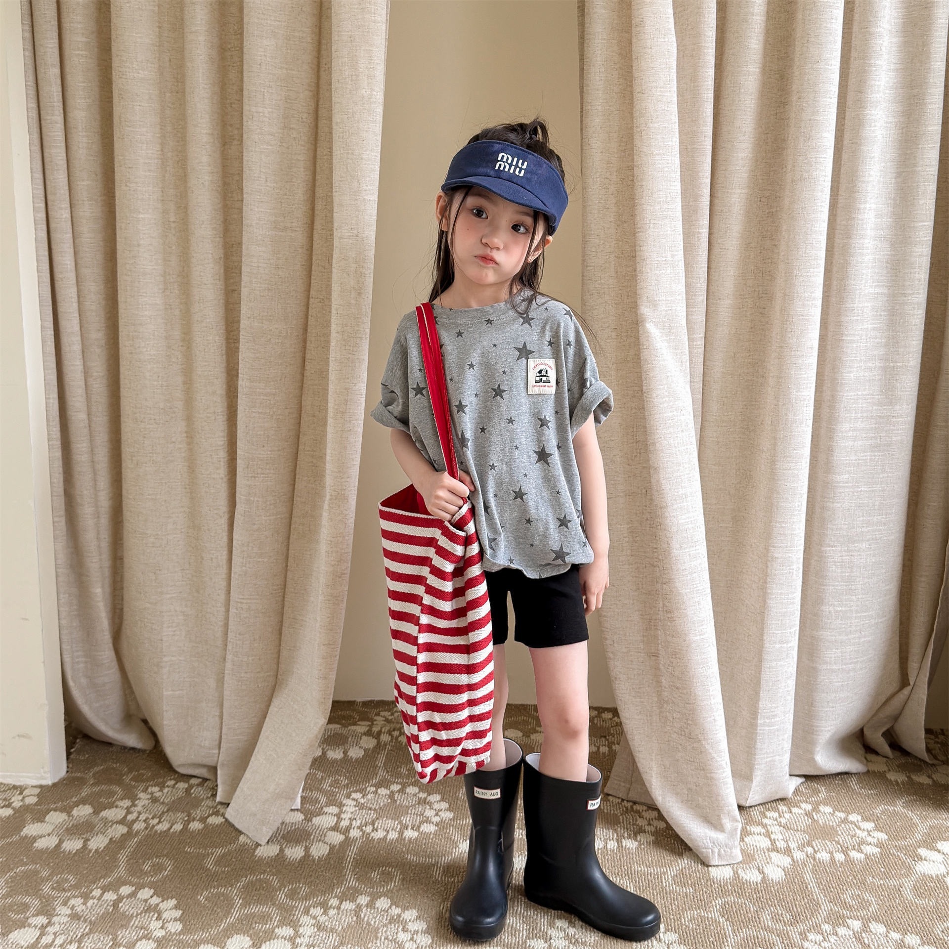 兩色星星短袖上衣