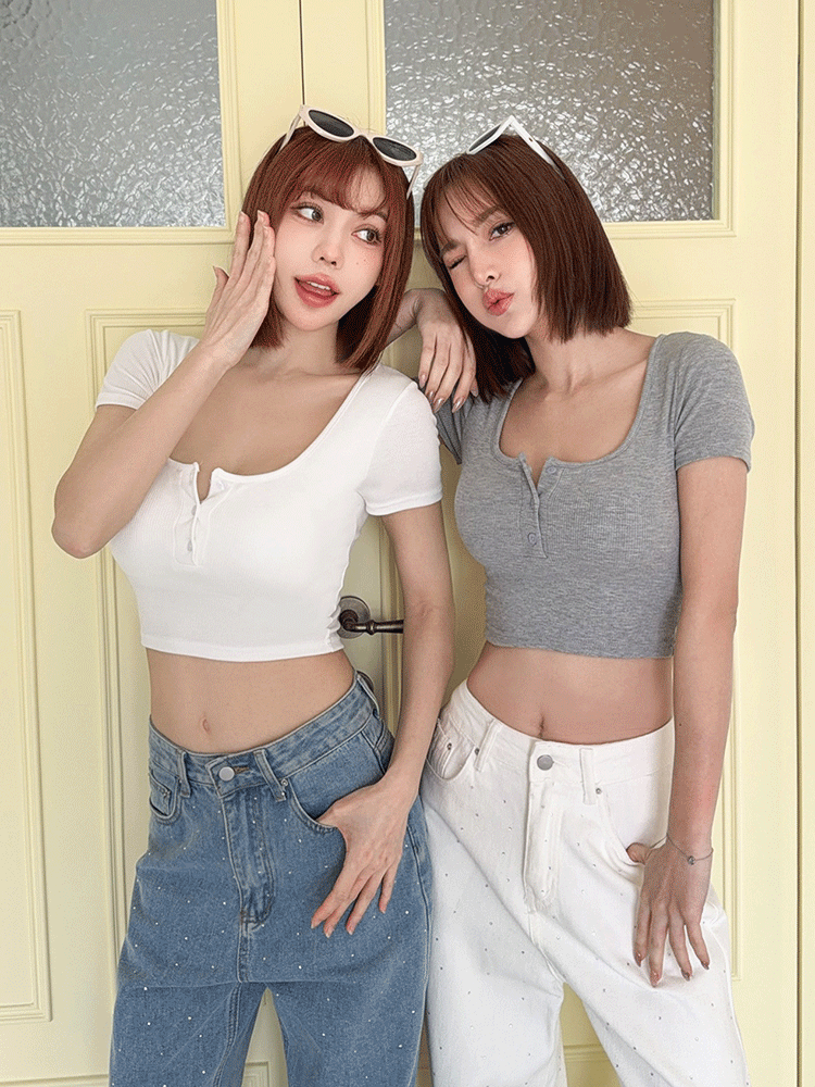 BB經典羅紋款！排扣Bra T（3色，有胸墊）