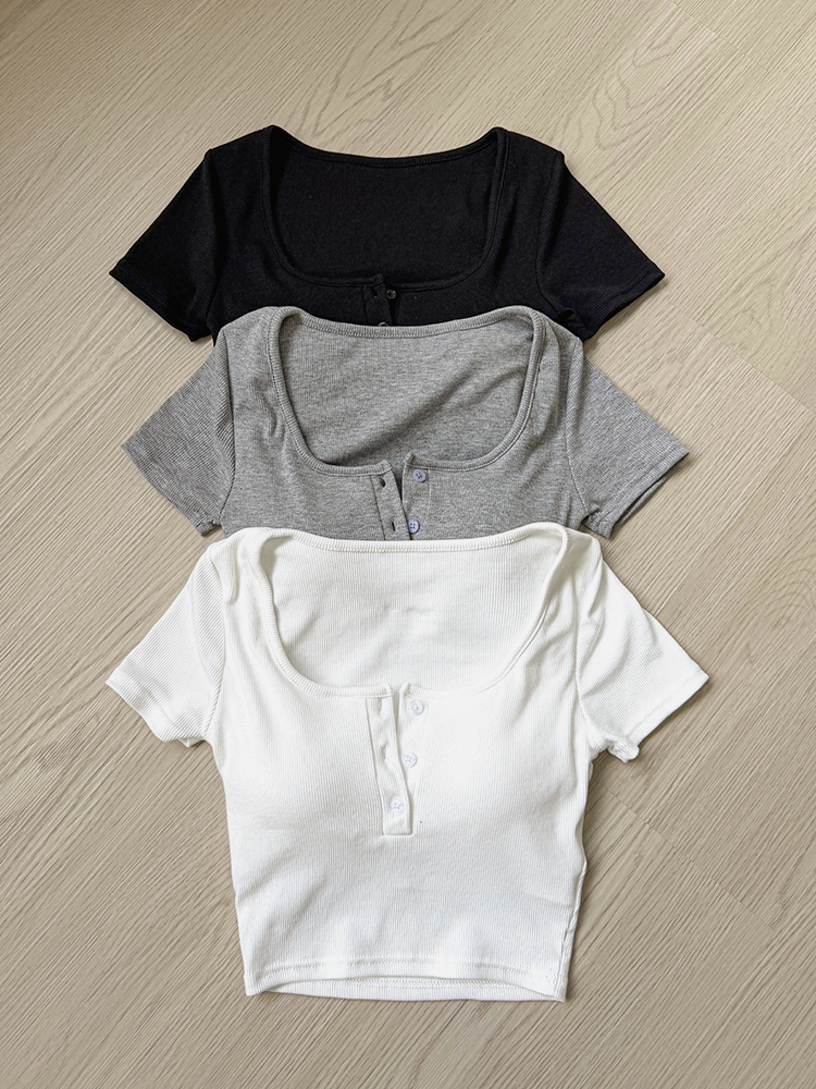 BB經典羅紋款！排扣Bra T（3色，有胸墊）