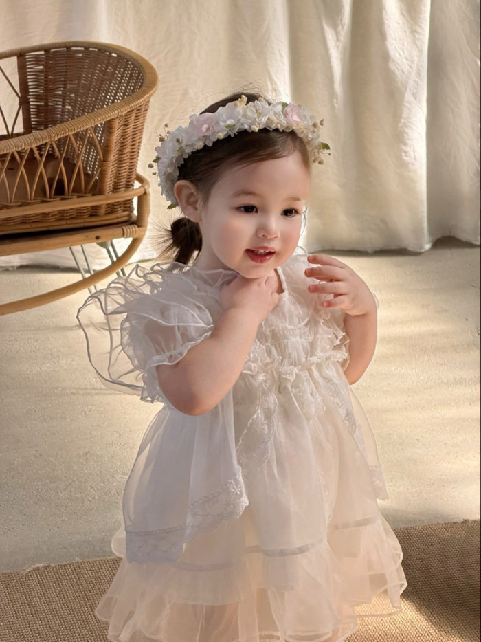 正韓夏AIAI夢幻蕾絲多層次洋裝