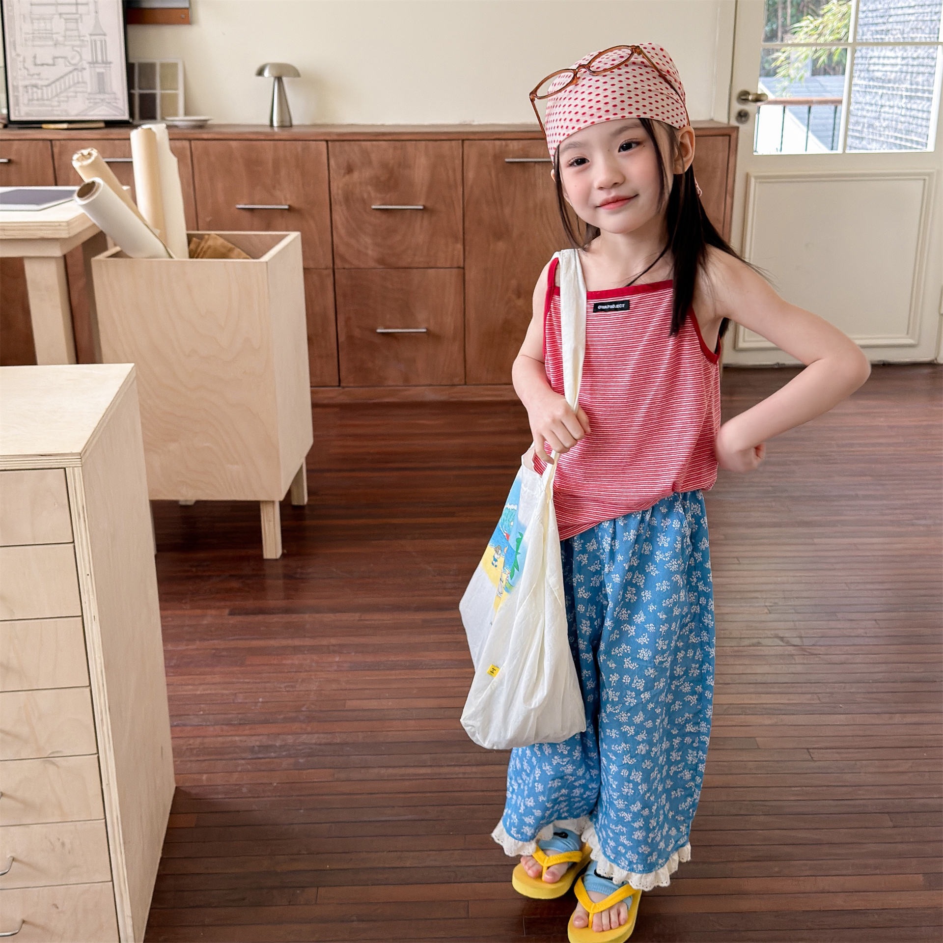 三色條紋涼爽夏季背心