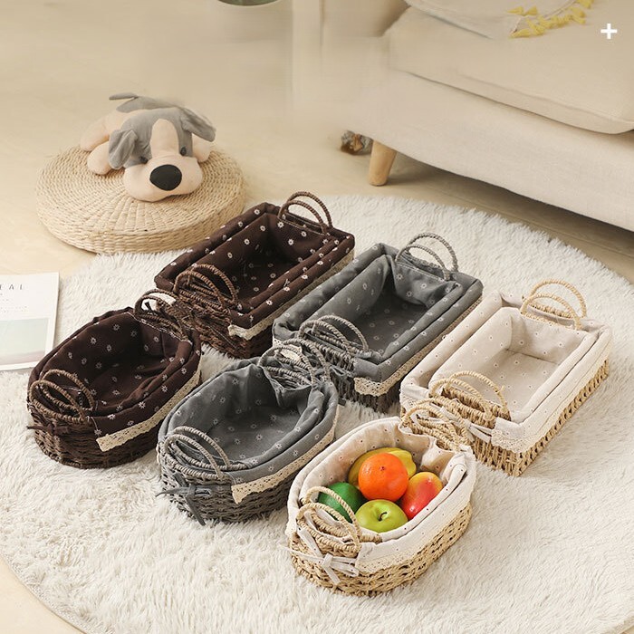 《2139》鄉村風手提編織碎花收納籃