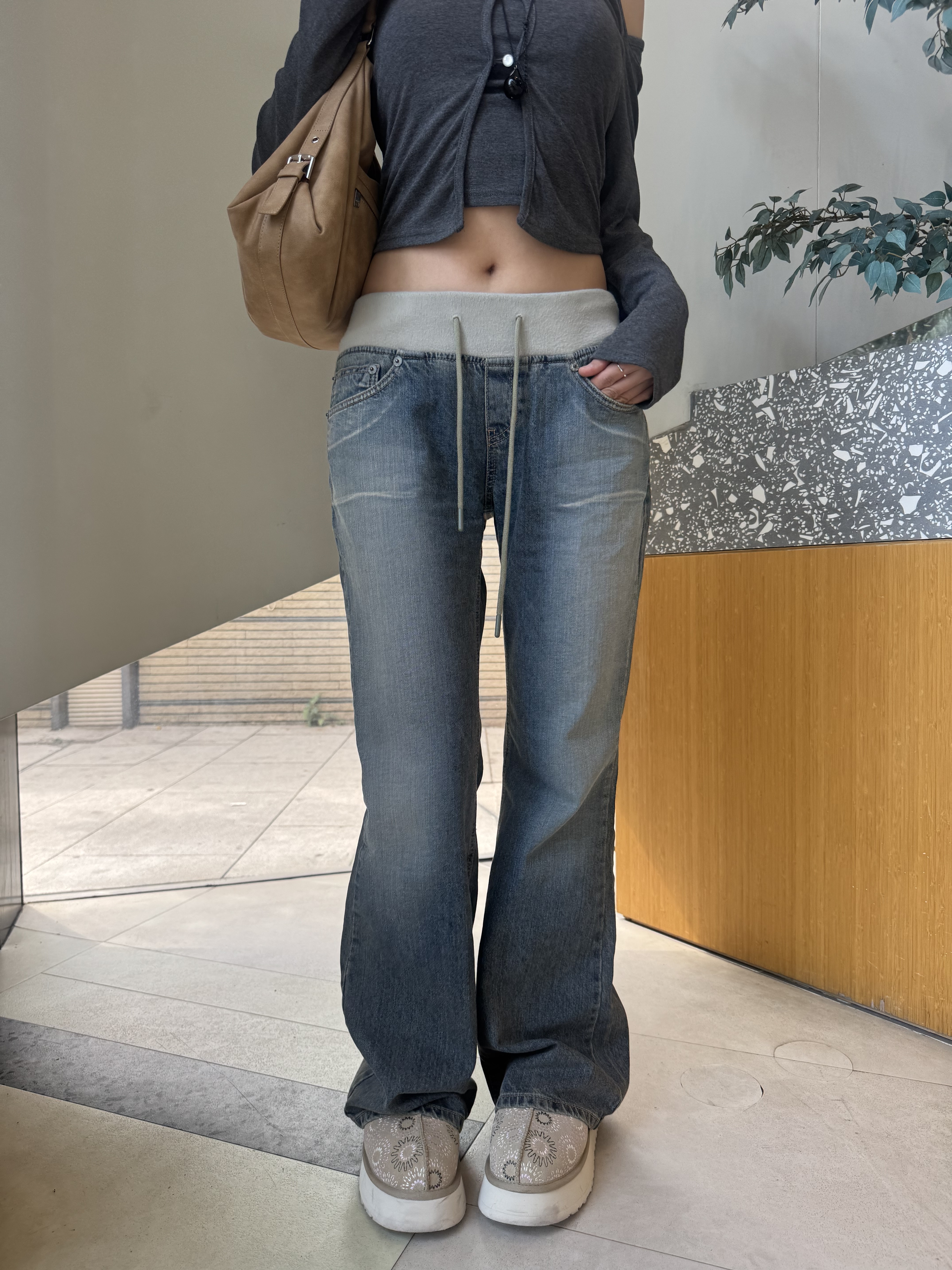 (訂購)長腿姐姐橡筋腰喇叭褲 P260301(S/M/L)