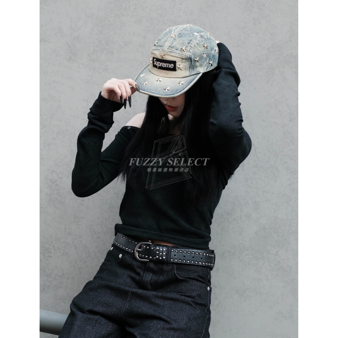 【逢甲 FUZZY】Supreme 26SS Stars Studded Denim Camp Cap 丹寧 五分割帽 星星鉚釘
