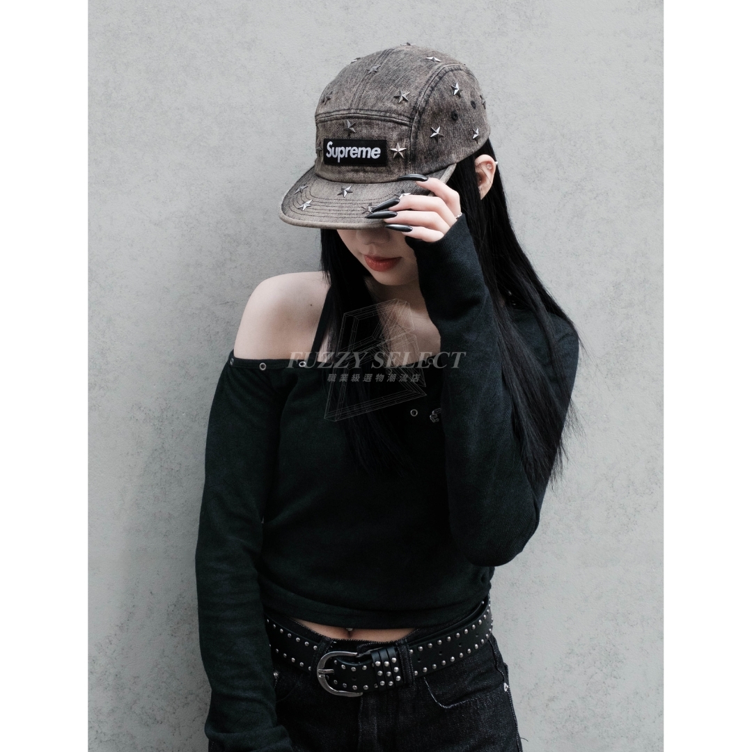 【逢甲 FUZZY】Supreme 26SS Stars Studded Denim Camp Cap 丹寧 五分割帽 星星鉚釘