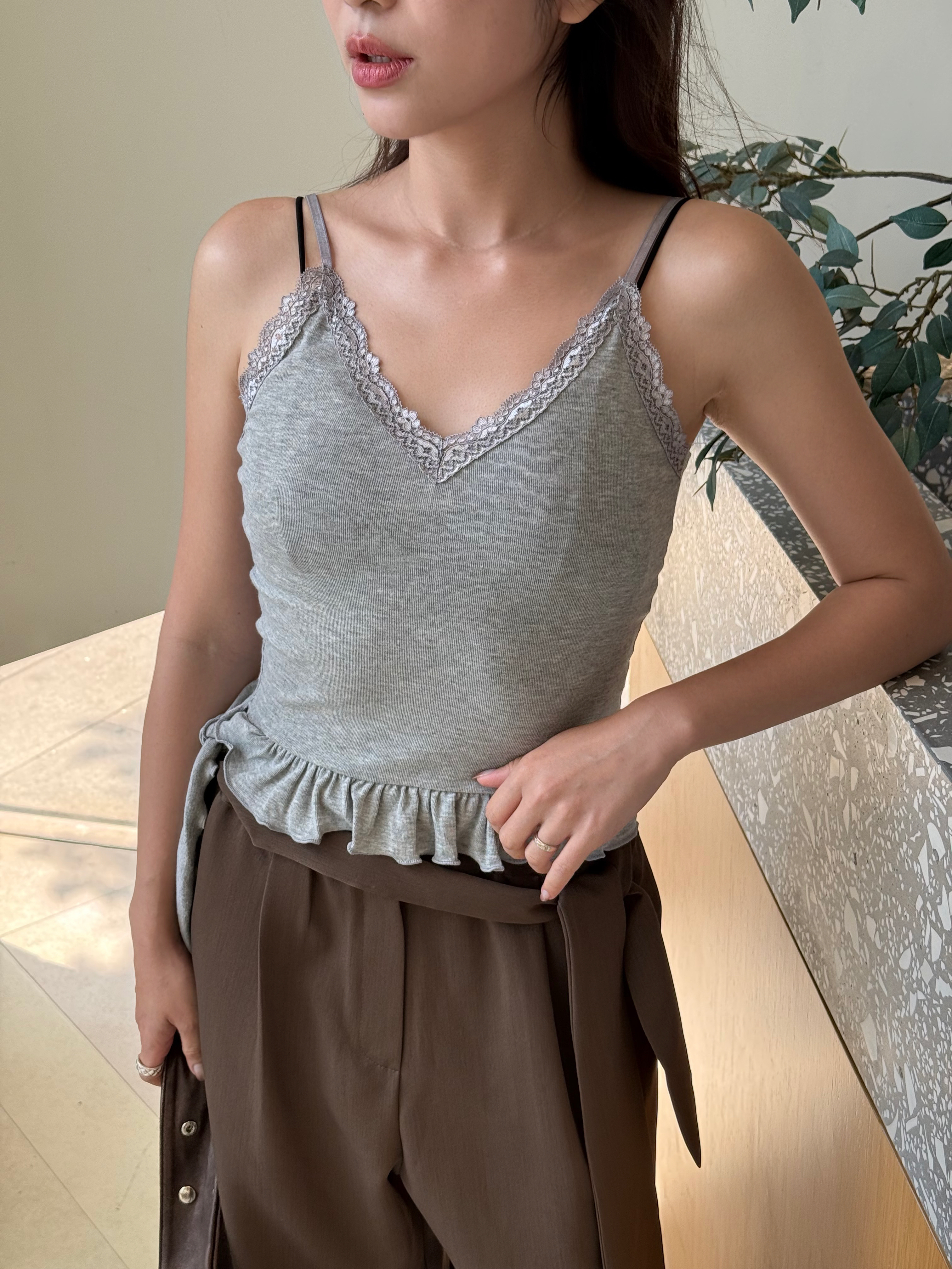 (訂購)芭蕾風喱士背心 T260315(灰/白/黑)