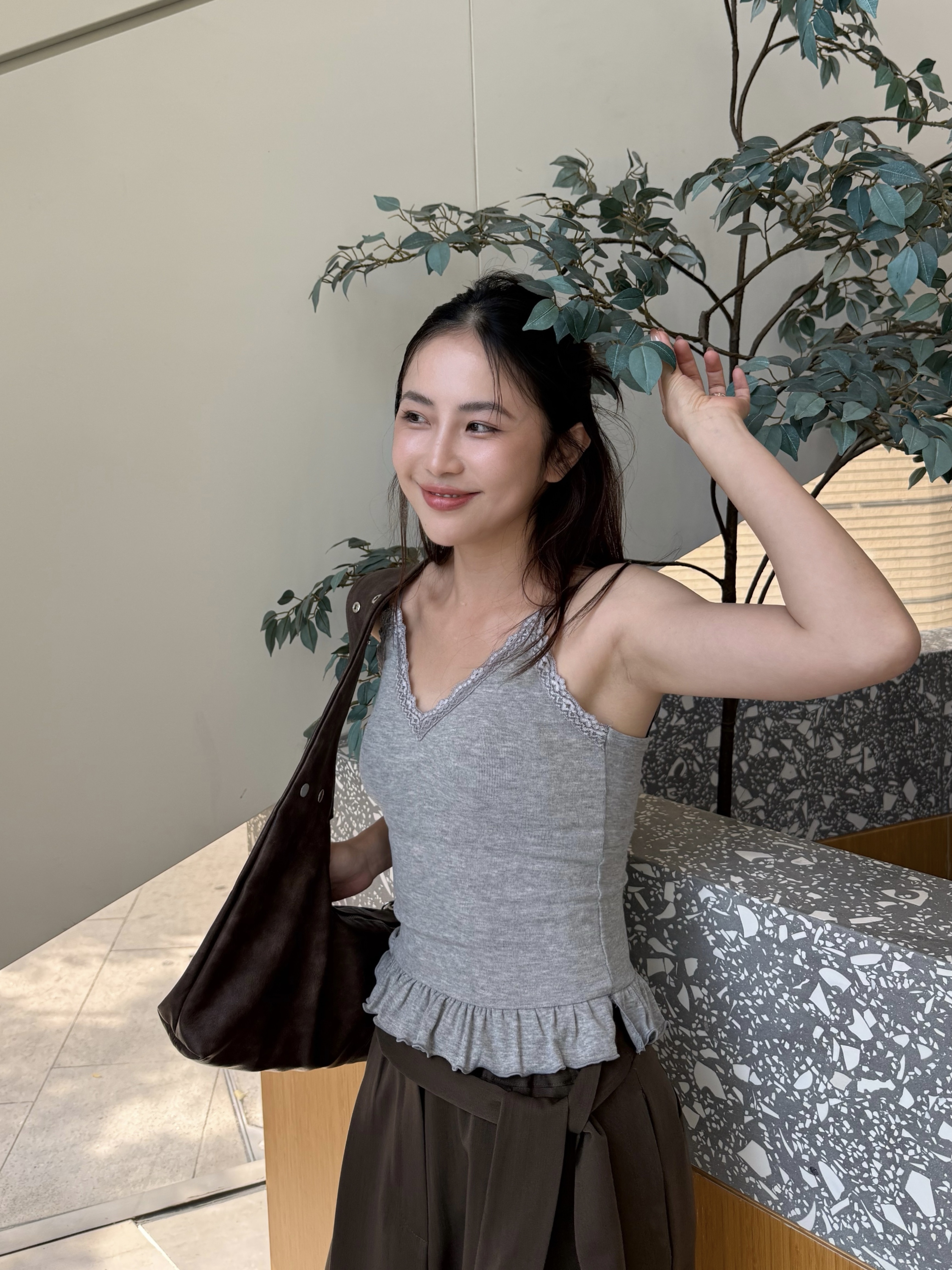 (訂購)芭蕾風喱士背心 T260315(灰/白/黑)