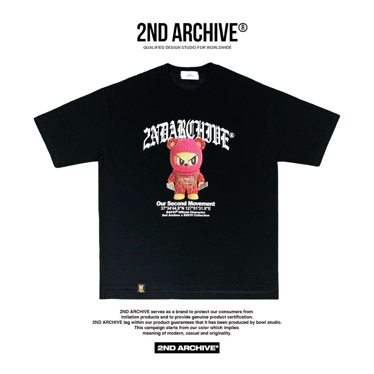 熊仔圖案英文字短袖Tee 2nd-340T