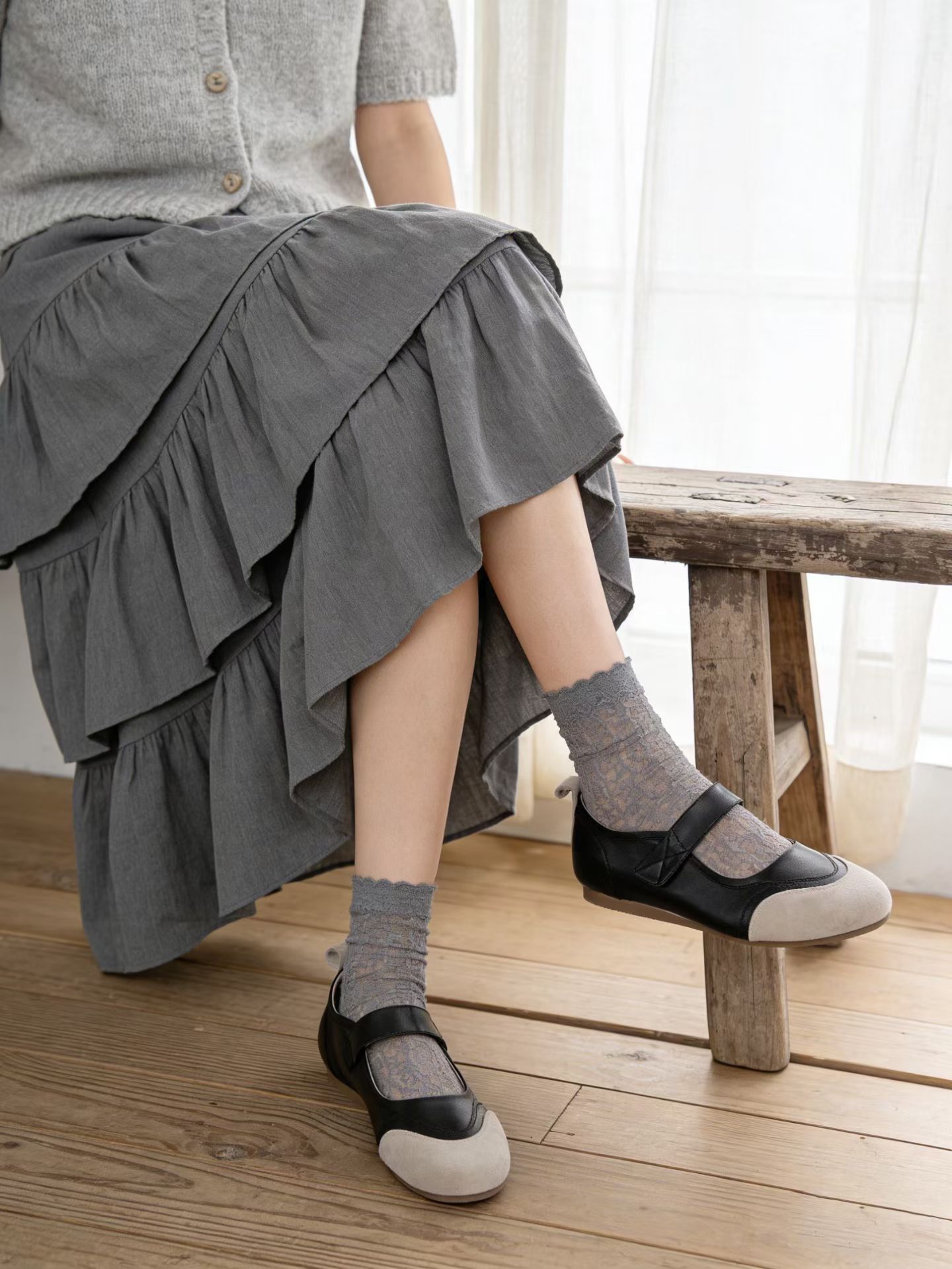 柔軟拼接真皮休閒鞋(35-41)