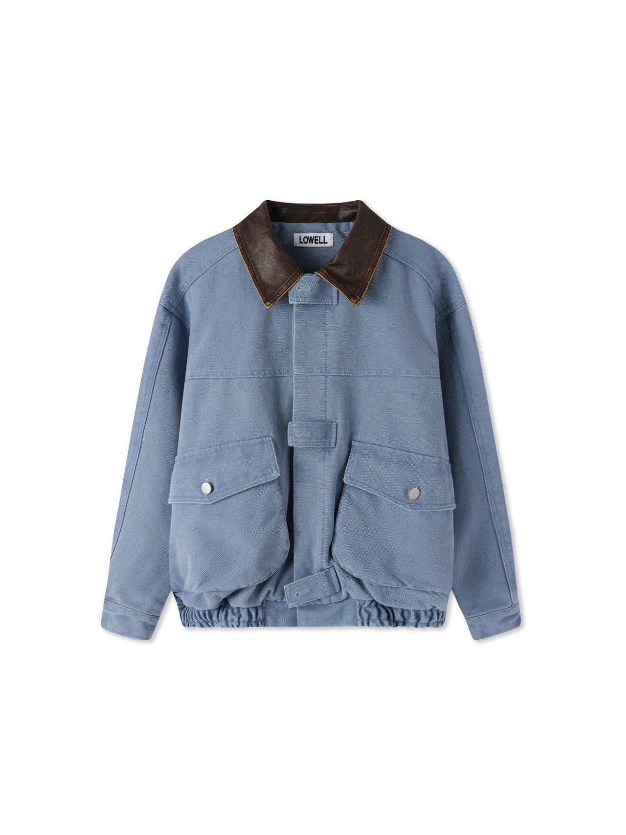 拼皮領拉鍊外套 Lowell-088JK