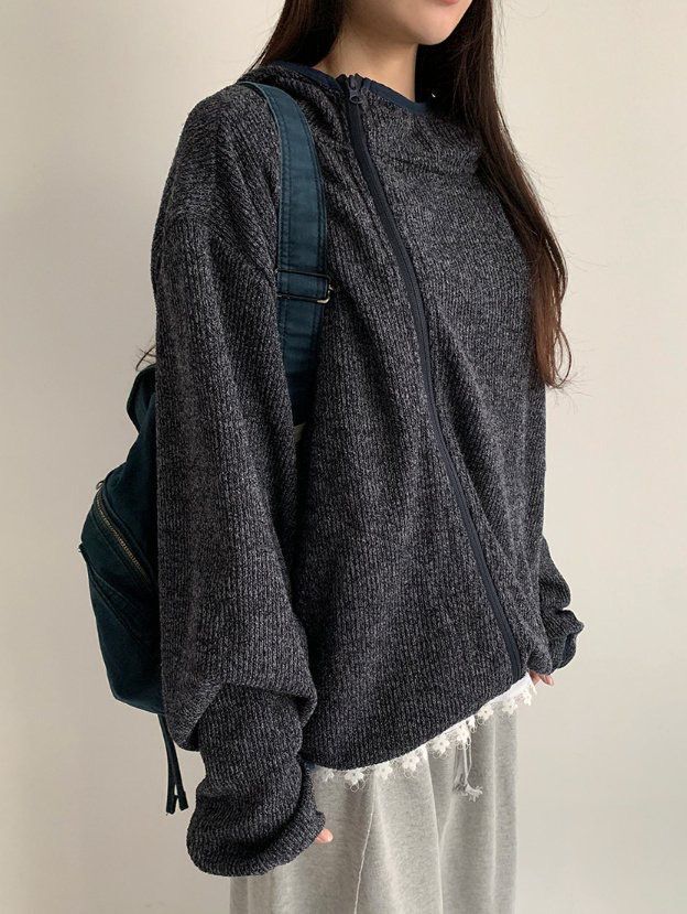 混色連帽拉鍊外套 Lowell-089T