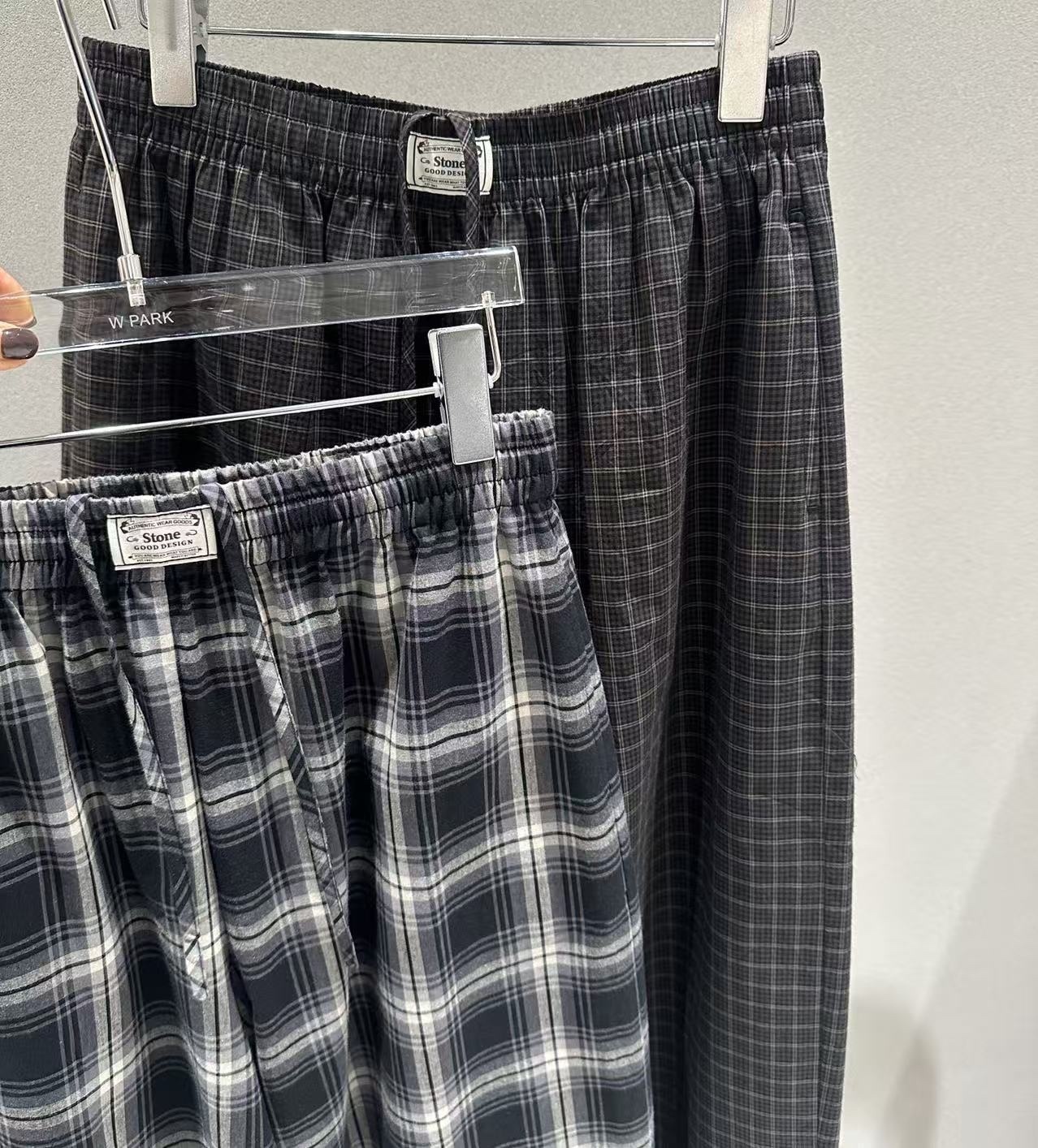 W00149大格子寬褲