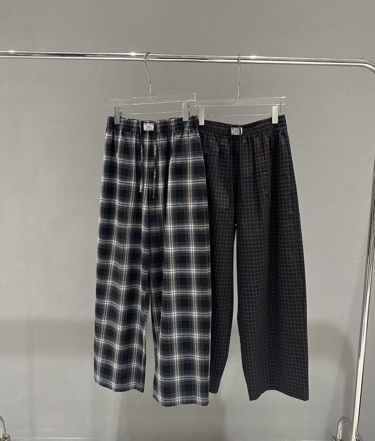 W00149大格子寬褲