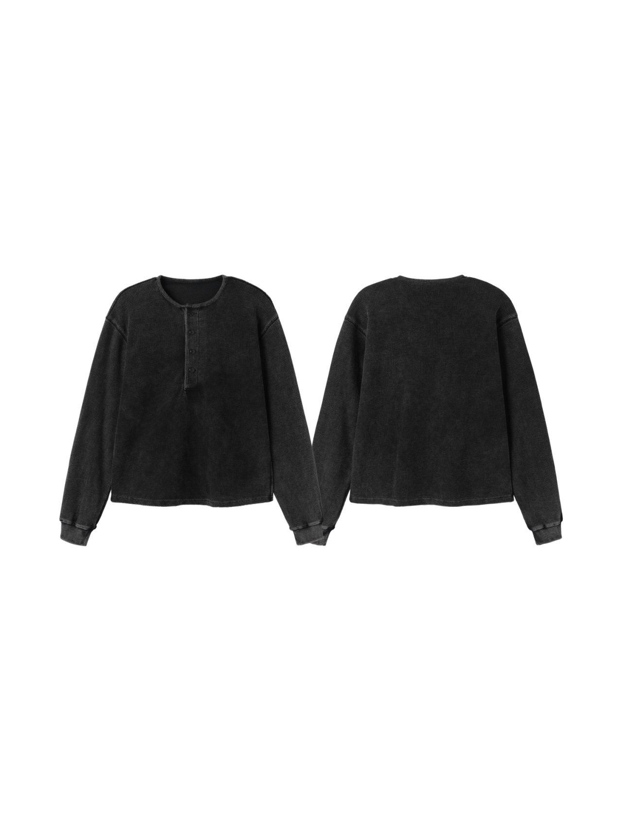 洗水淨色半開胸長袖衫 Lowell-092T