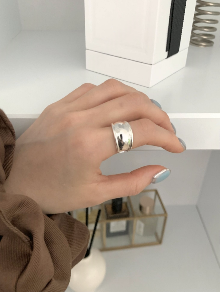 粗獷鏡面開口戒 [ 銀色 / Free ]