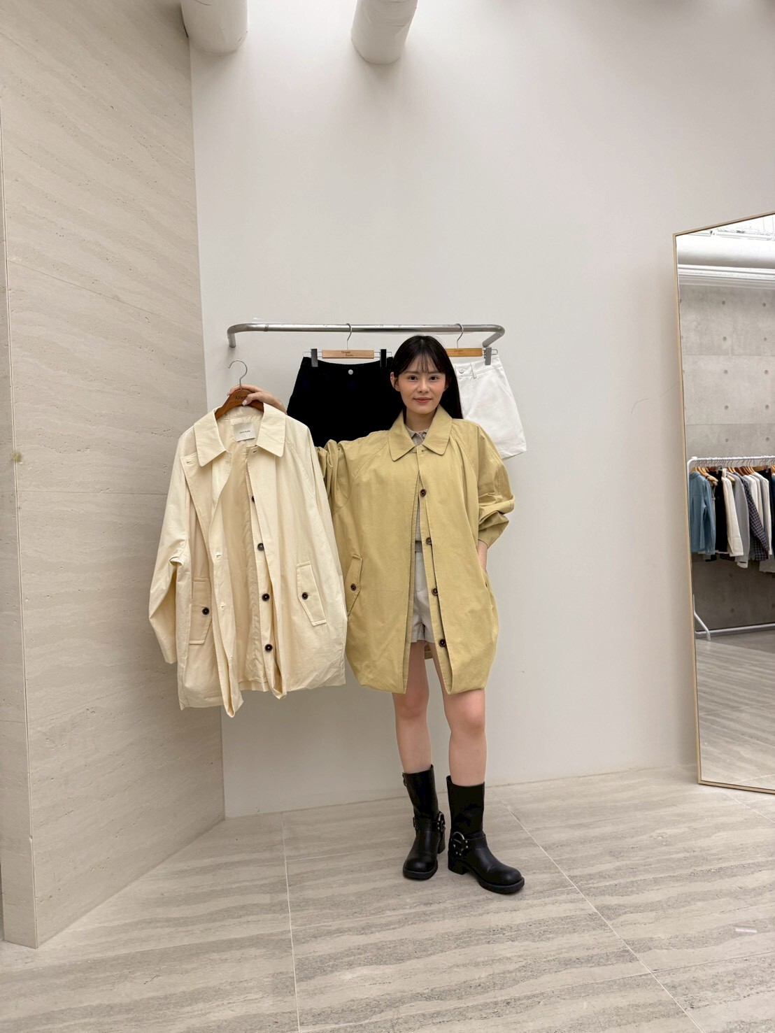 DR6051 日系文青感泡泡風衣外套