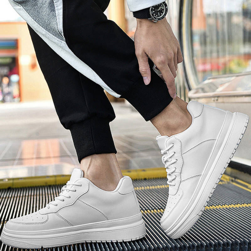 2代百搭增高厚底內增高8cm牛皮小白鞋