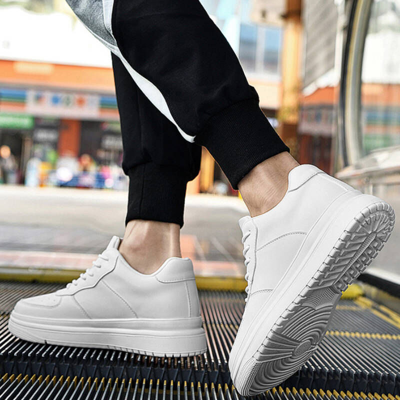 2代百搭增高厚底內增高8cm牛皮小白鞋