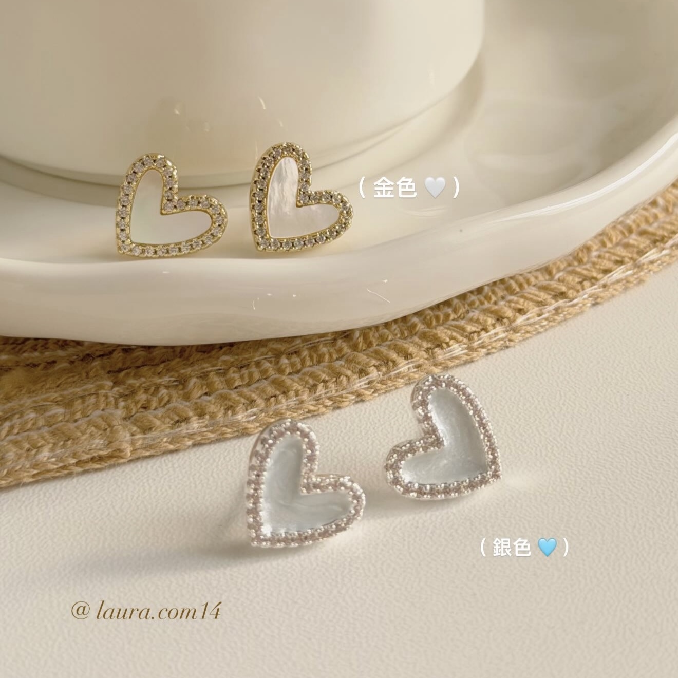 A291排鑽貝殼愛心耳針