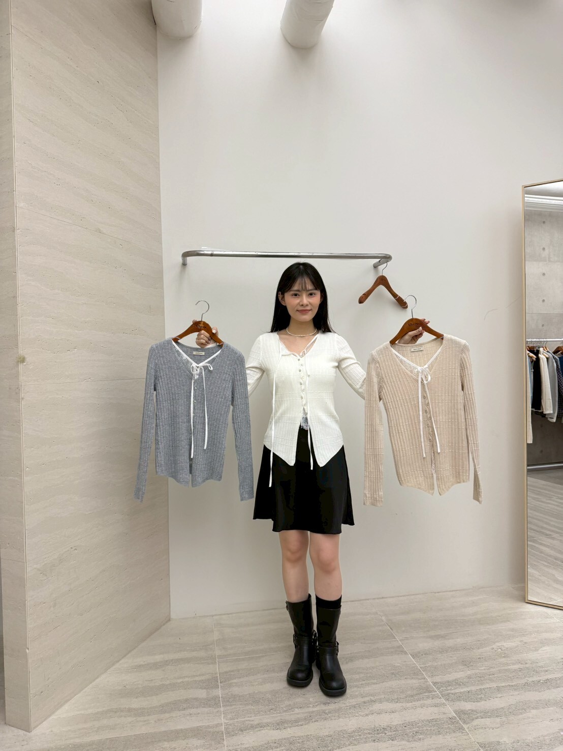 DR6049 絲帶坑紋外套