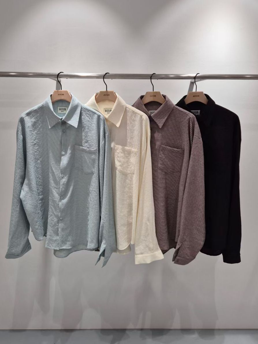 暗橫紋長袖恤衫 AVOIR-006S
