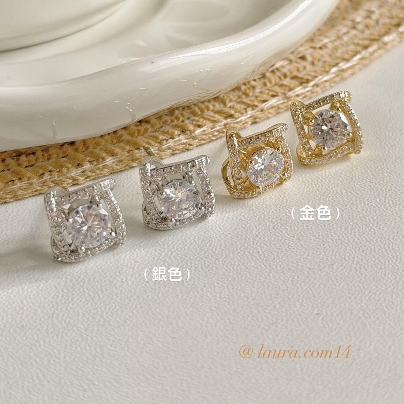 A289滿鑽鋯石方形耳針