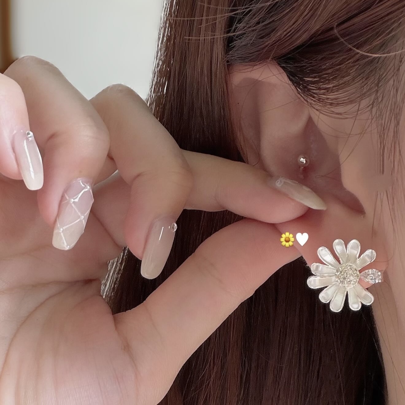 A286鋯石拉絲小花耳針