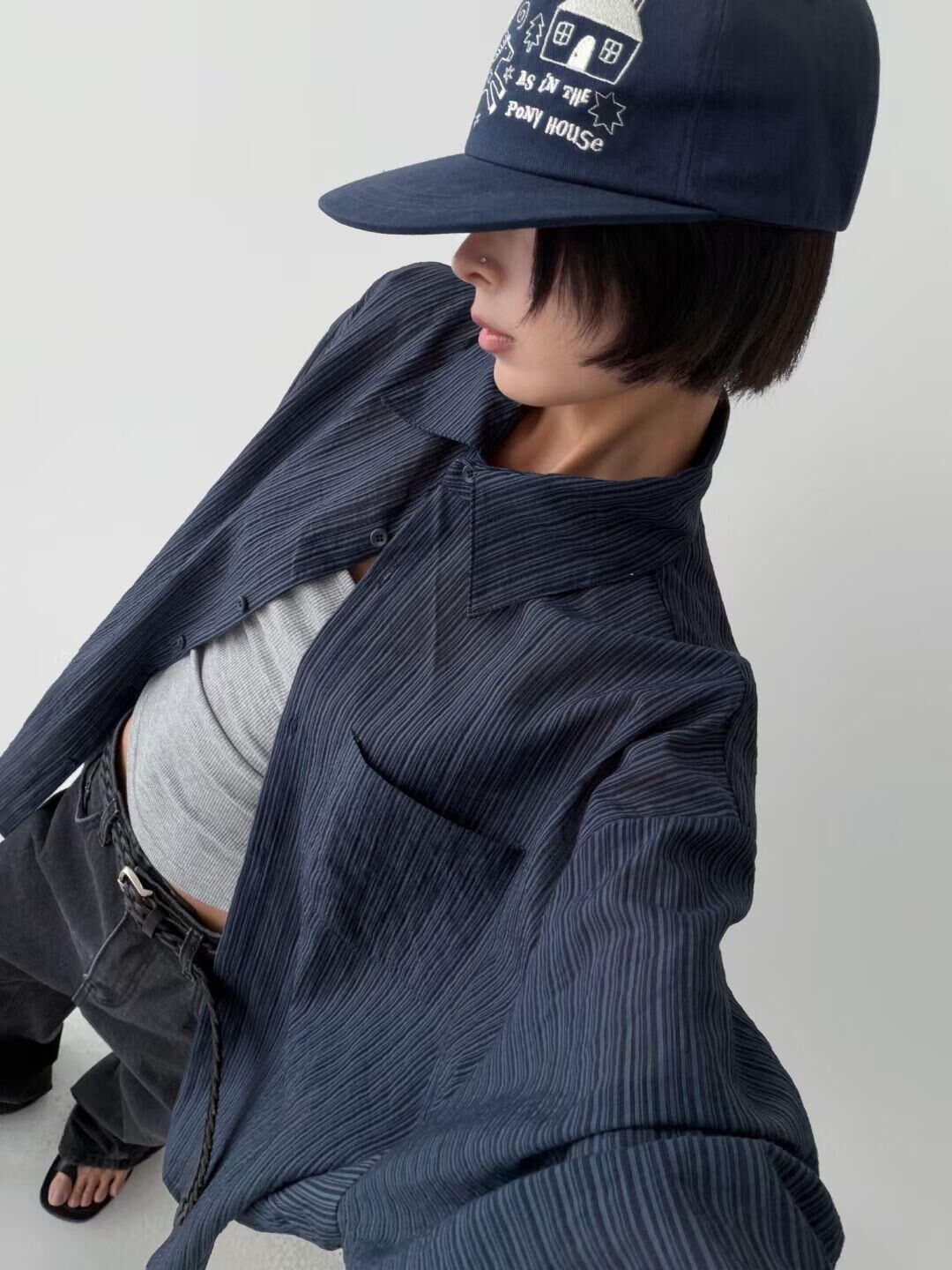 格仔長袖恤衫 AVOIR-008S