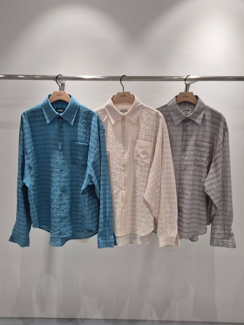 格仔長袖恤衫 AVOIR-009S