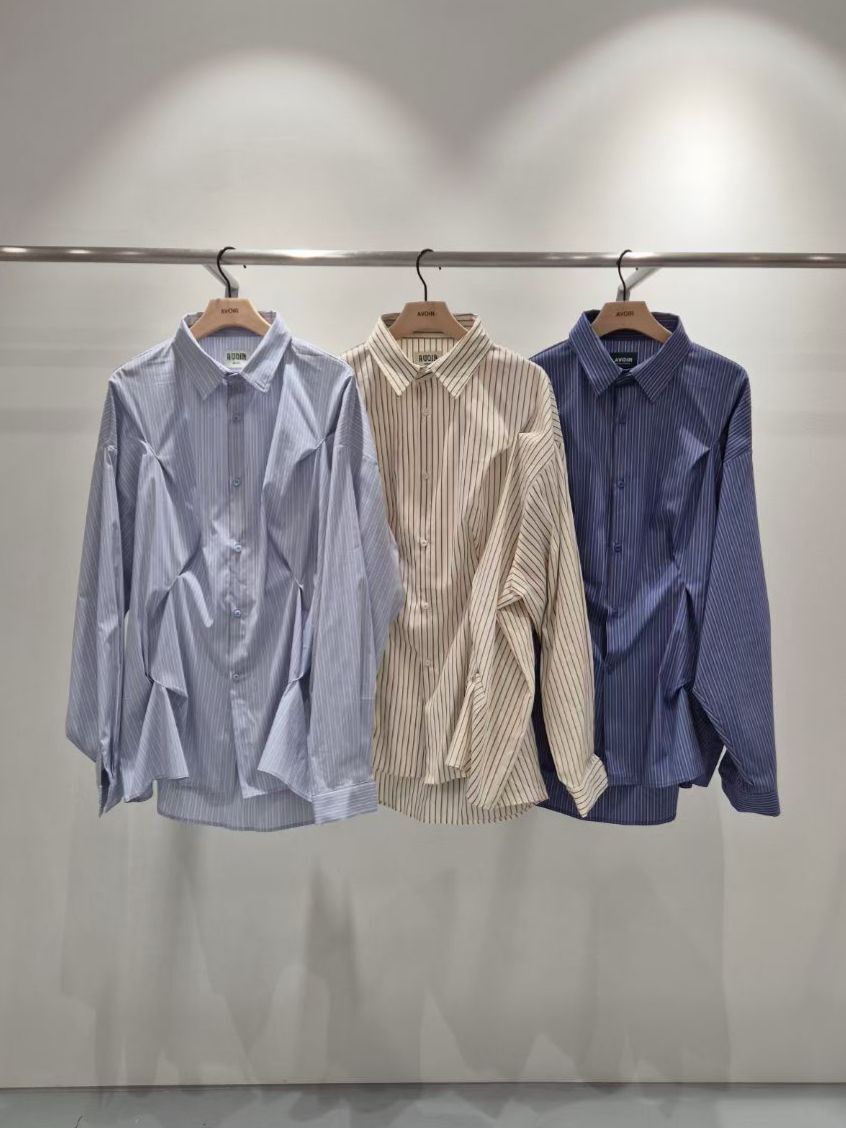 直紋長袖恤衫 AVOIR-014S