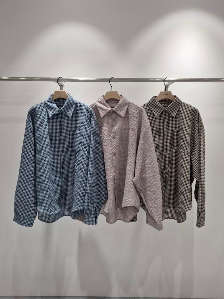 格仔長袖恤衫 AVOIR-016S