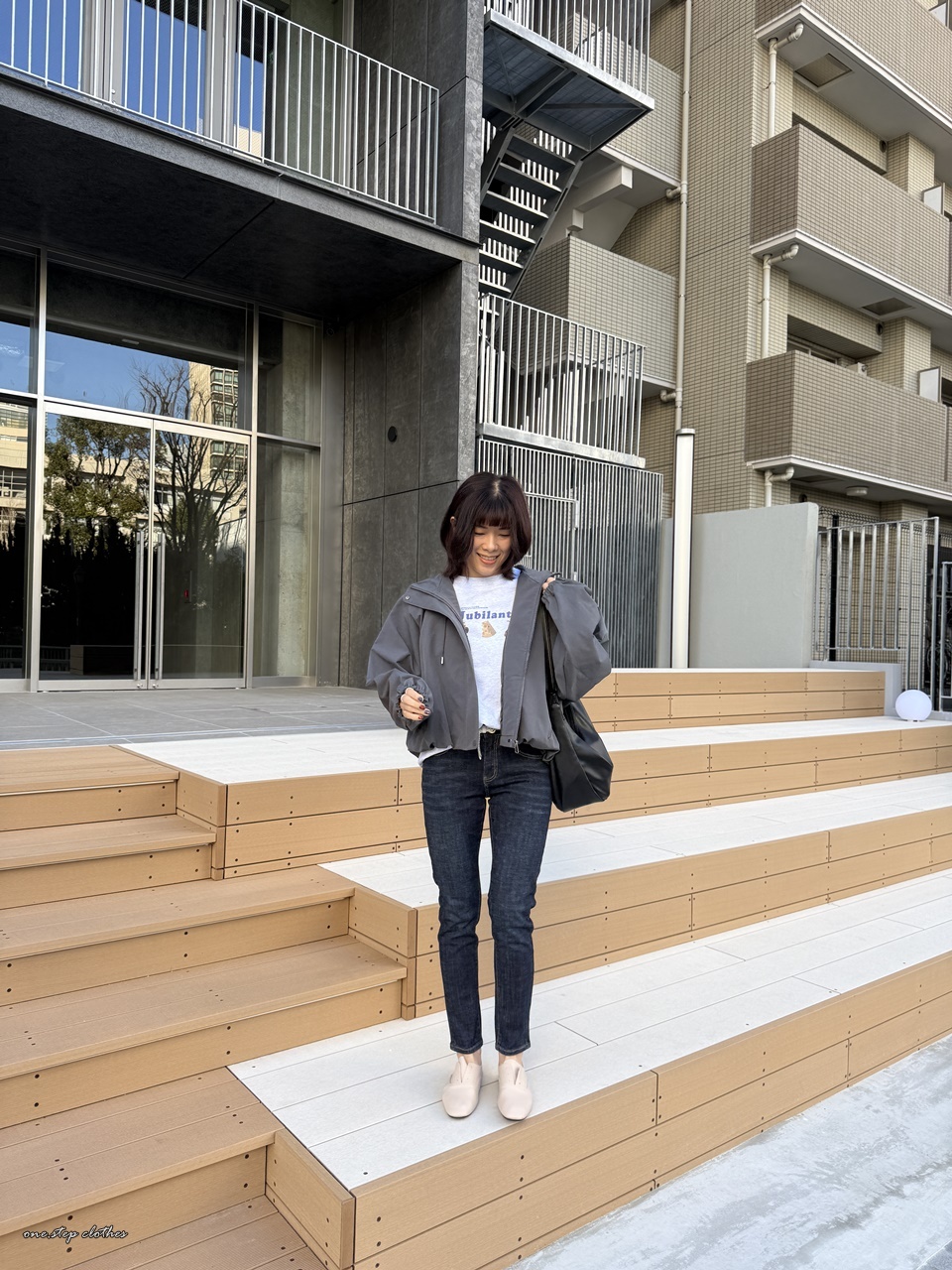 正韓俏皮縮腰口袋連帽風衣外 (灰)