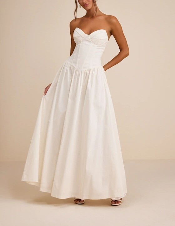 White Love白色馬甲交叉綁帶Dress