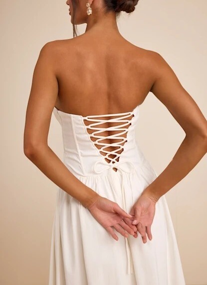 White Love白色馬甲交叉綁帶Dress