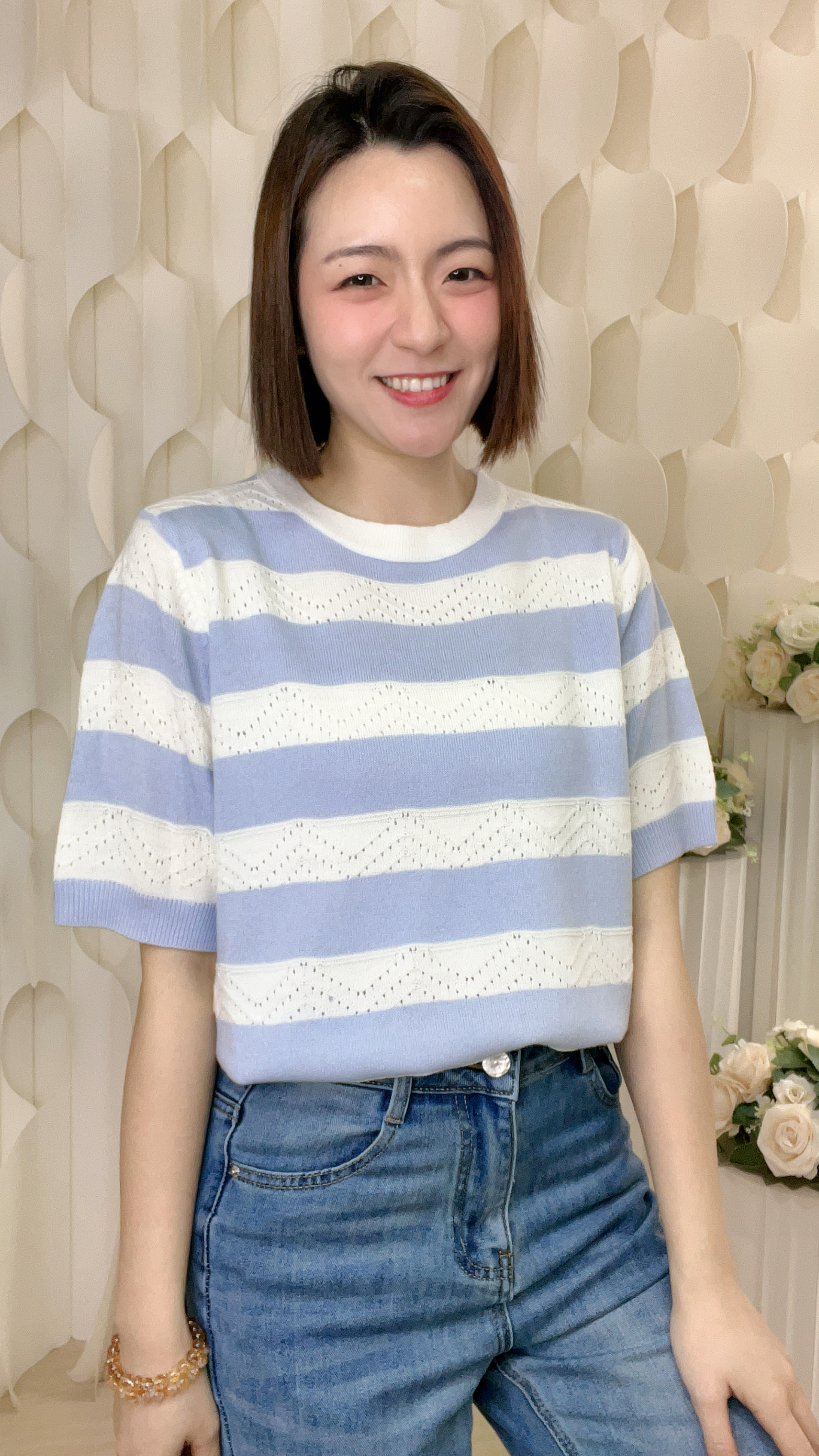 條子線仔上衣(胸42-44 腰40-48 長21吋)55365 #1603clo