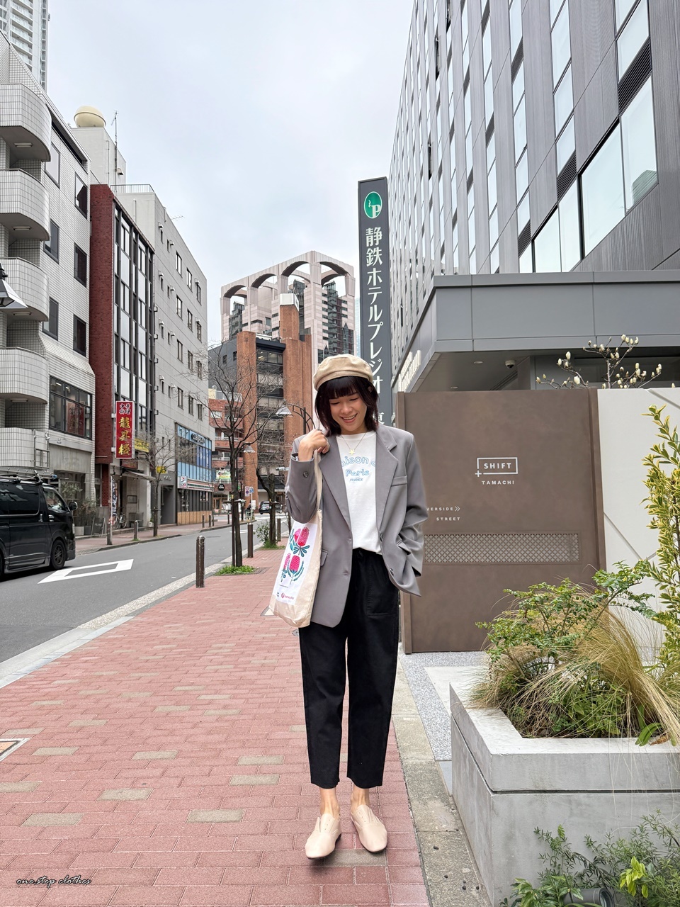 正韓俐落oversize慵懶感西外 (灰)