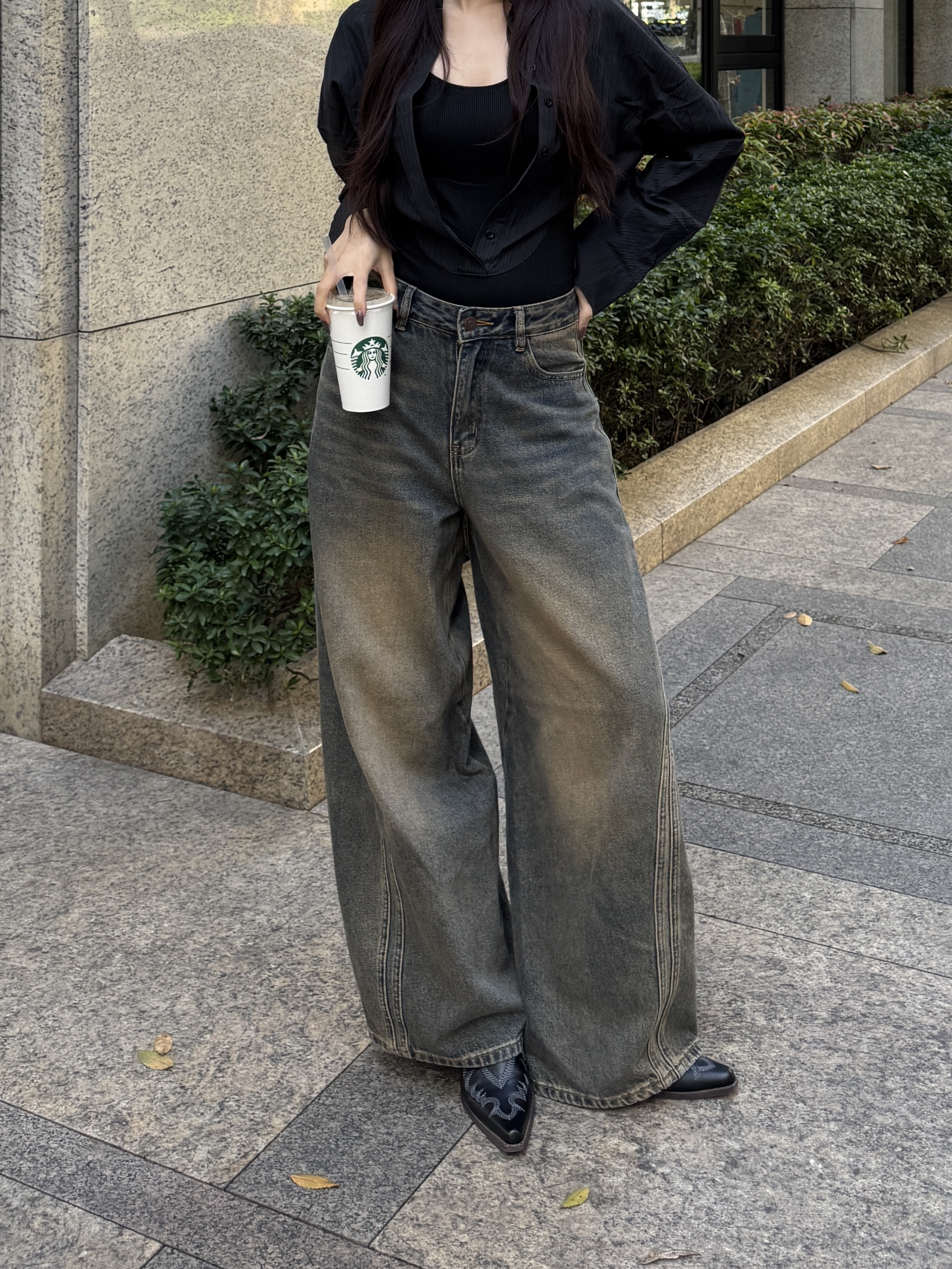 自訂🛷仿舊銹色繭型牛仔褲(2色)