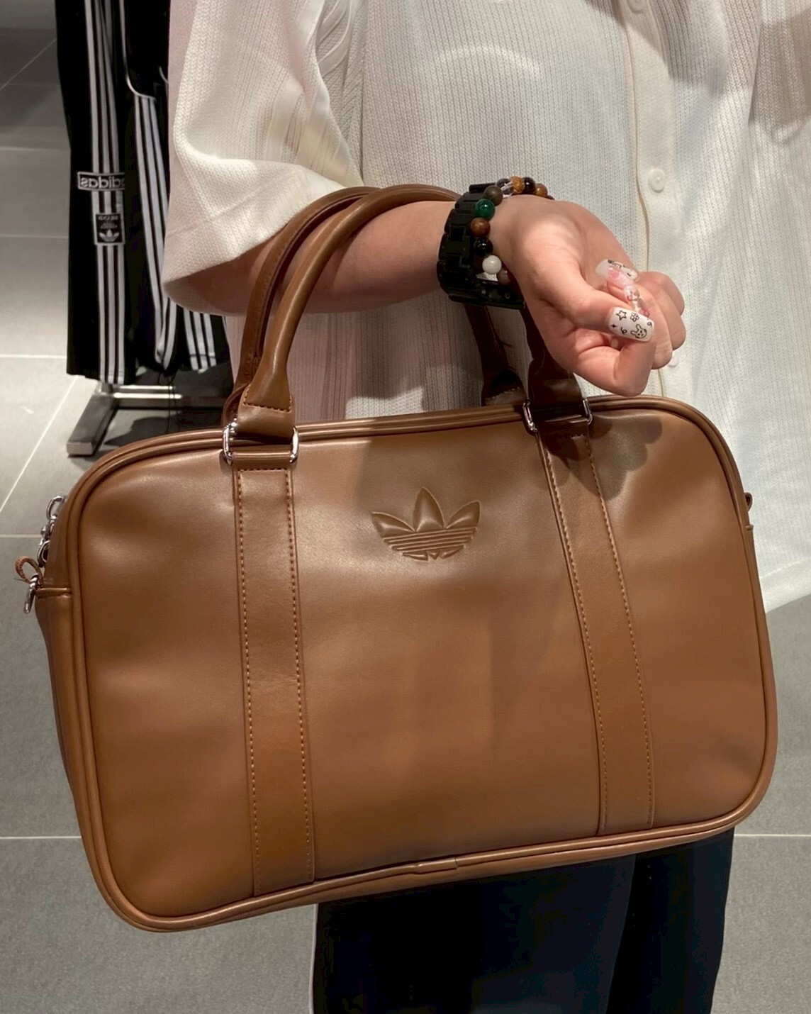 Adidas Airliner 咖啡色 栗子棕 皮革 手提包 MIUMIU風 三葉草 側背包