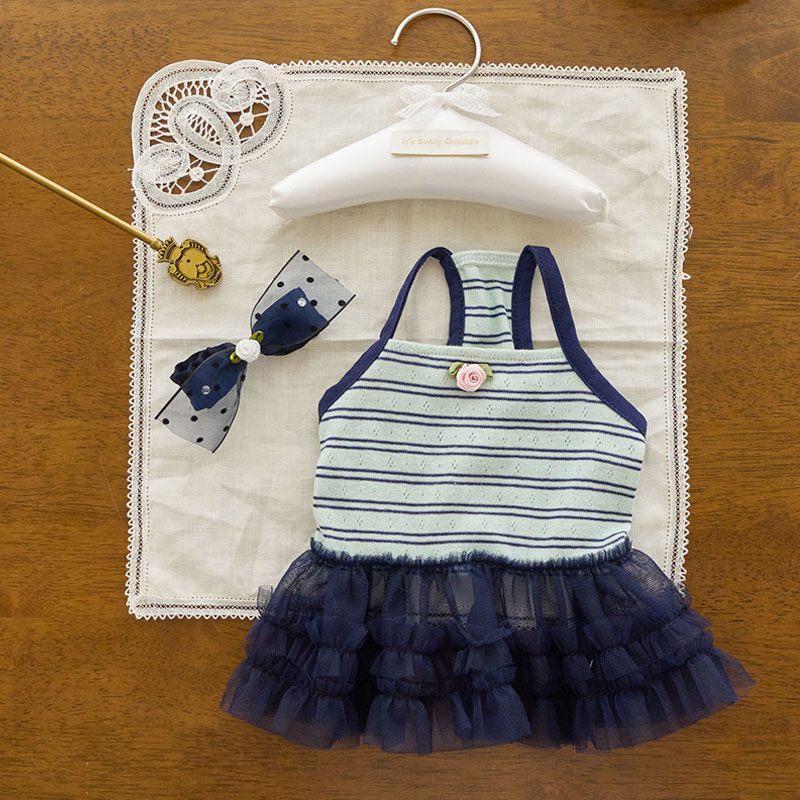 預購優惠- 海軍吊帶條紋紗裙 Navy - Layered Tulle Ops  It’s sunny outside