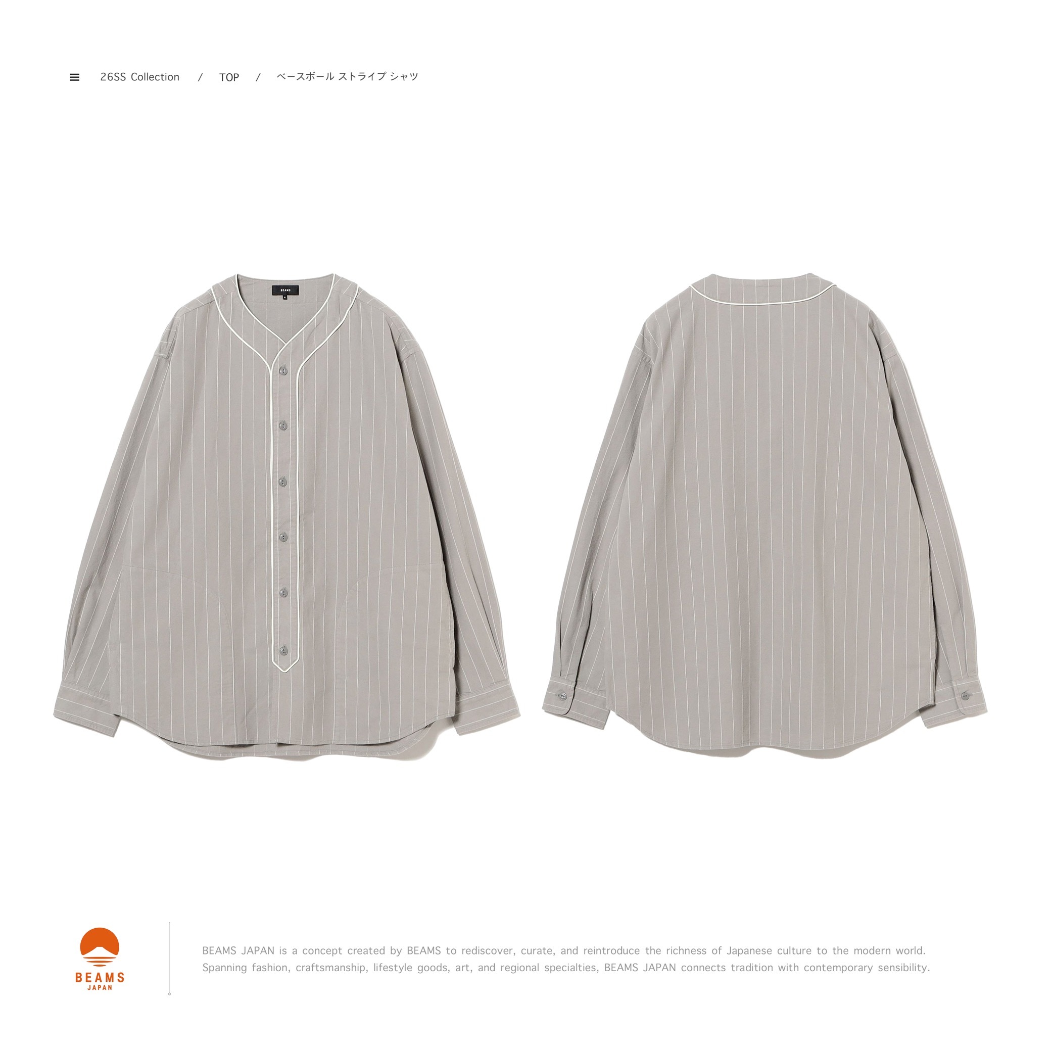 [ 預約販売 ] BEAMS - ベースボール ストライプ シャツ