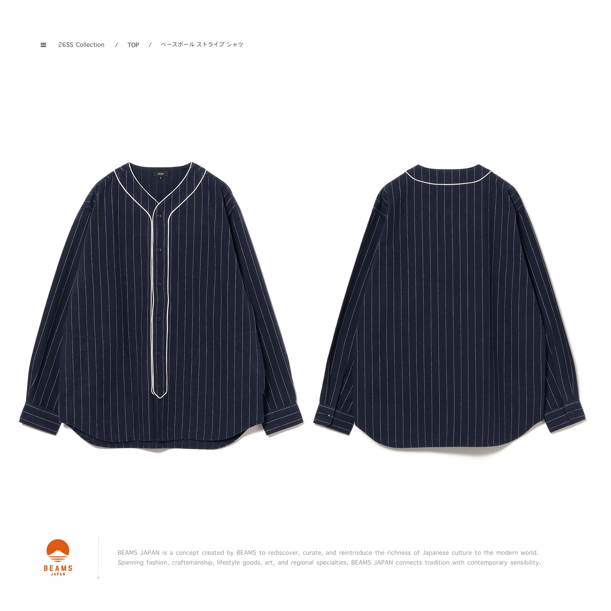 [ 預約販売 ] BEAMS - ベースボール ストライプ シャツ