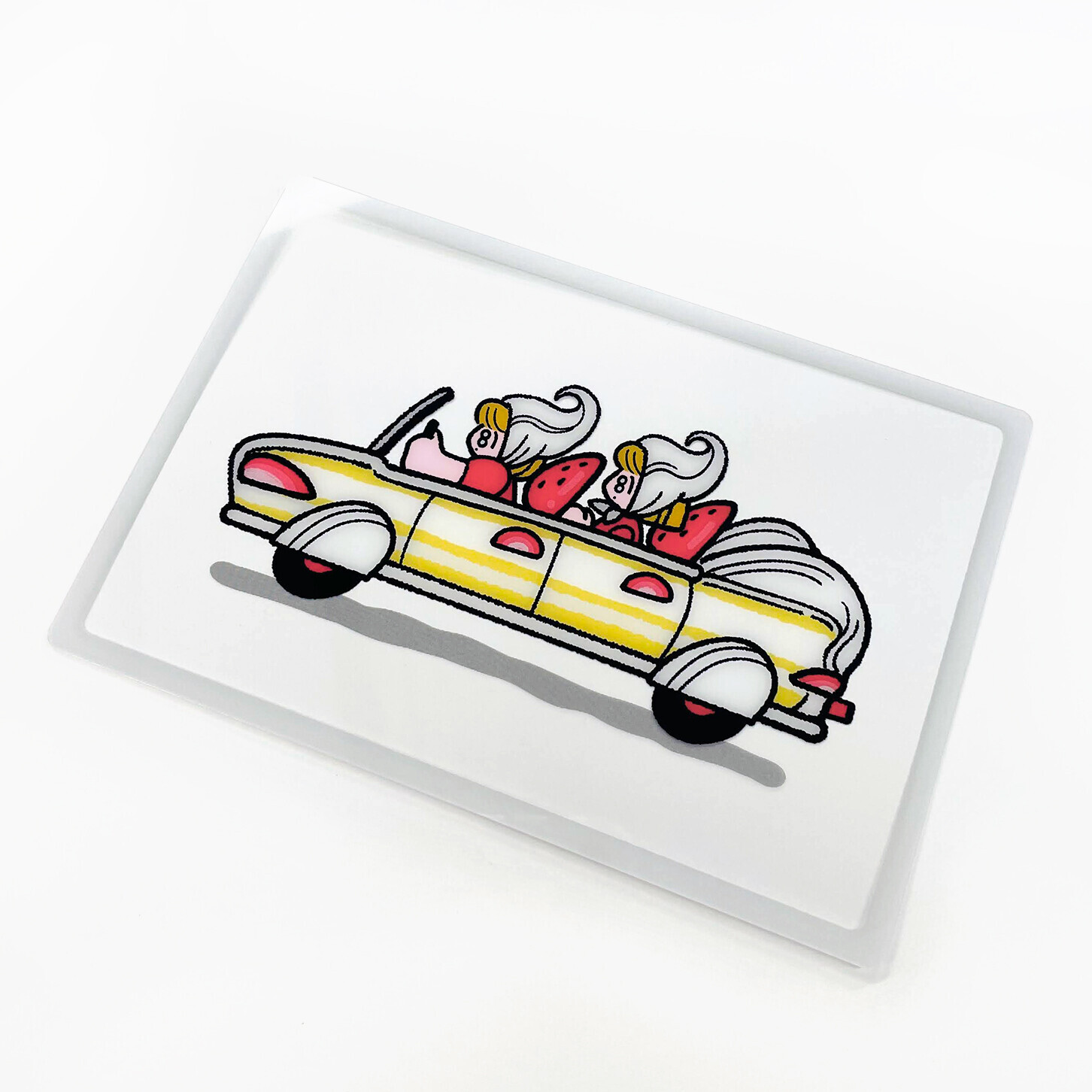 草莓敞篷車 透明明信片 墊板 書籤｜日本FRONTIER