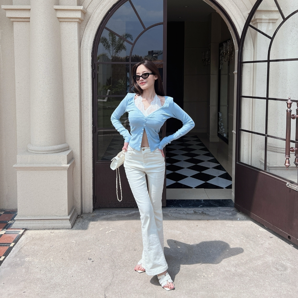 【蝴蝶純欲】DOMISS掛脖蕾絲兩件式層次上衣-3色 性感扣子針織(現+預)